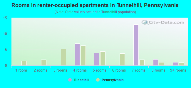 Rooms in renter-occupied apartments in Tunnelhill, Pennsylvania
