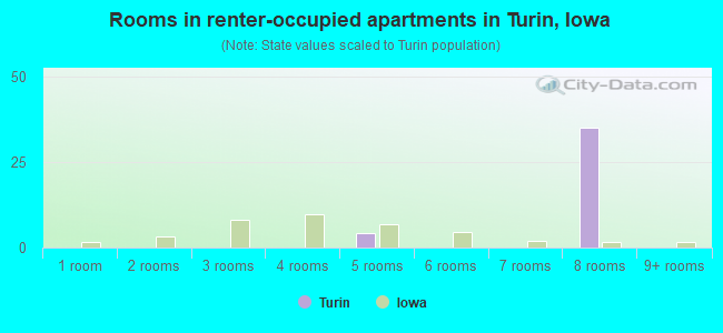 Rooms in renter-occupied apartments in Turin, Iowa
