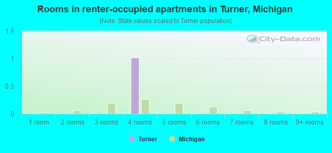 Rooms in renter-occupied apartments in Turner, Michigan