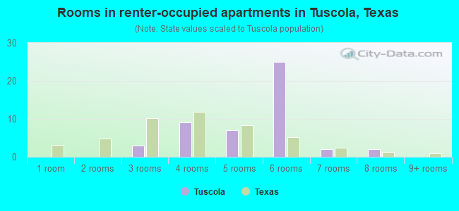 Rooms in renter-occupied apartments in Tuscola, Texas