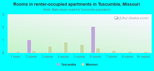 Rooms in renter-occupied apartments in Tuscumbia, Missouri