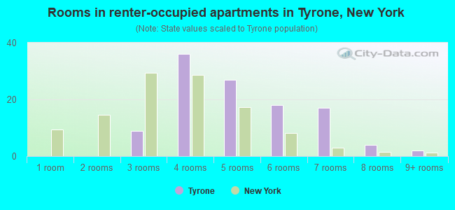 Rooms in renter-occupied apartments in Tyrone, New York