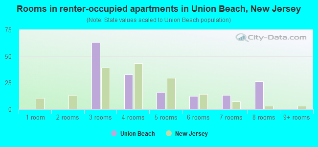 Rooms in renter-occupied apartments in Union Beach, New Jersey