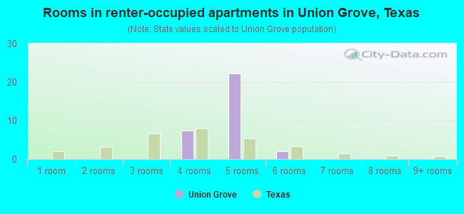 Rooms in renter-occupied apartments in Union Grove, Texas