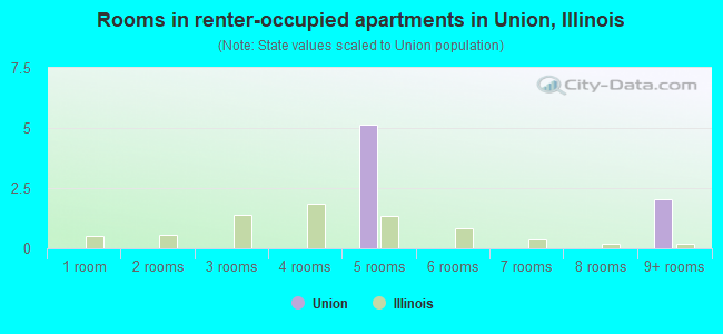 Rooms in renter-occupied apartments in Union, Illinois