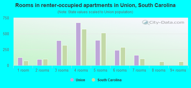 Rooms in renter-occupied apartments in Union, South Carolina