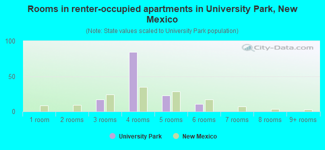 Rooms in renter-occupied apartments in University Park, New Mexico