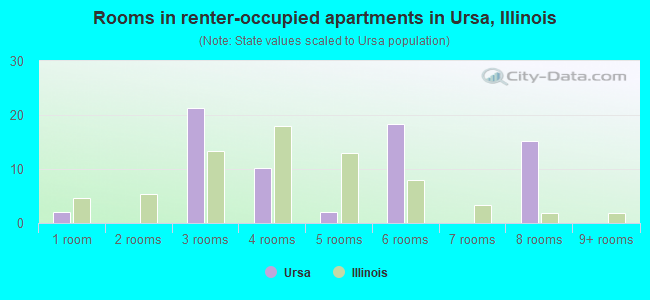 Rooms in renter-occupied apartments in Ursa, Illinois