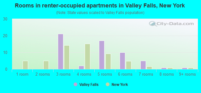Rooms in renter-occupied apartments in Valley Falls, New York