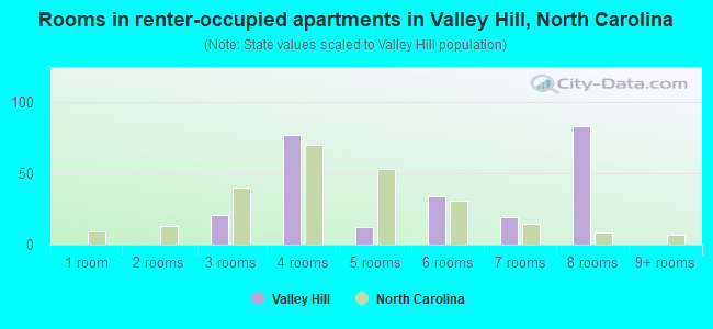 Rooms in renter-occupied apartments in Valley Hill, North Carolina