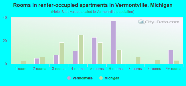 Rooms in renter-occupied apartments in Vermontville, Michigan