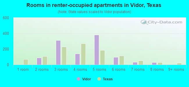 Rooms in renter-occupied apartments in Vidor, Texas