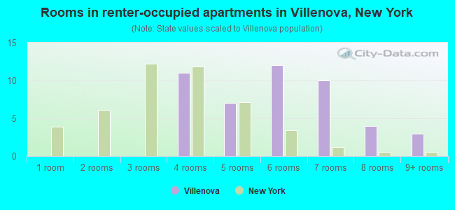 Rooms in renter-occupied apartments in Villenova, New York