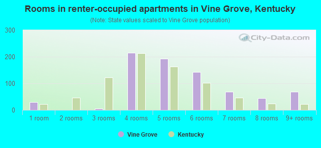 Rooms in renter-occupied apartments in Vine Grove, Kentucky