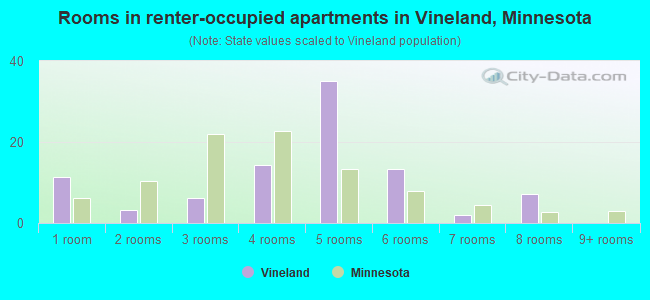 Rooms in renter-occupied apartments in Vineland, Minnesota