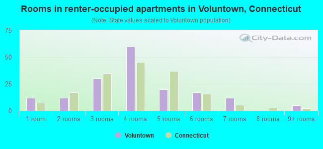 Rooms in renter-occupied apartments in Voluntown, Connecticut