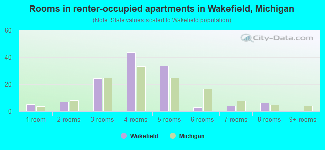 Rooms in renter-occupied apartments in Wakefield, Michigan