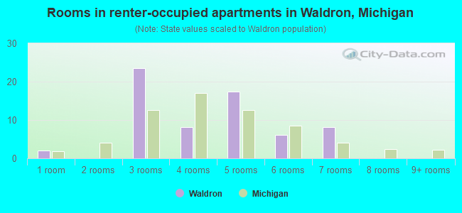 Rooms in renter-occupied apartments in Waldron, Michigan
