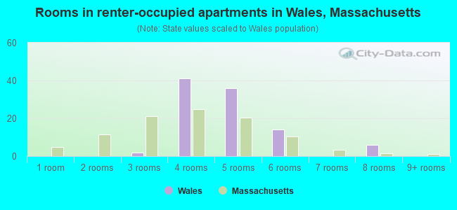 Rooms in renter-occupied apartments in Wales, Massachusetts