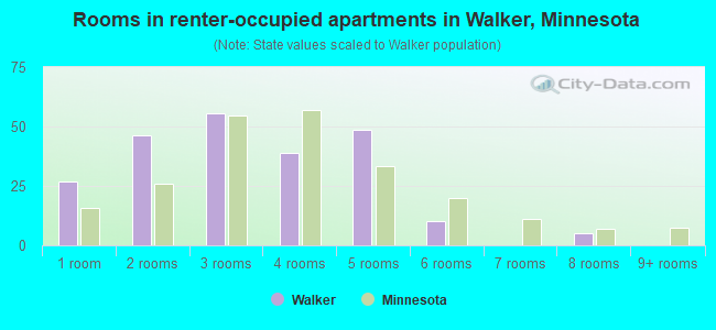 Rooms in renter-occupied apartments in Walker, Minnesota