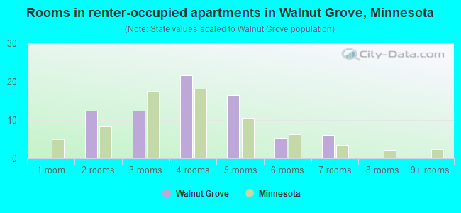 Rooms in renter-occupied apartments in Walnut Grove, Minnesota