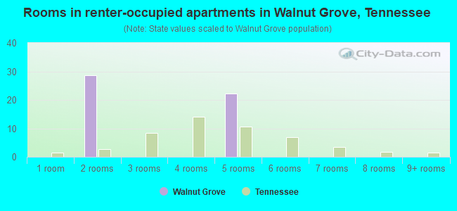 Rooms in renter-occupied apartments in Walnut Grove, Tennessee