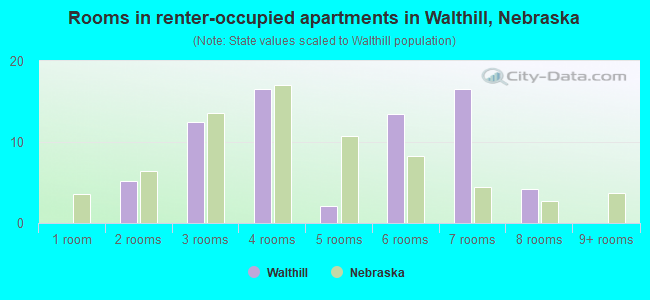Rooms in renter-occupied apartments in Walthill, Nebraska