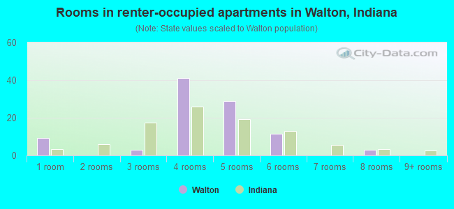 Rooms in renter-occupied apartments in Walton, Indiana