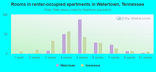 Rooms in renter-occupied apartments in Watertown, Tennessee