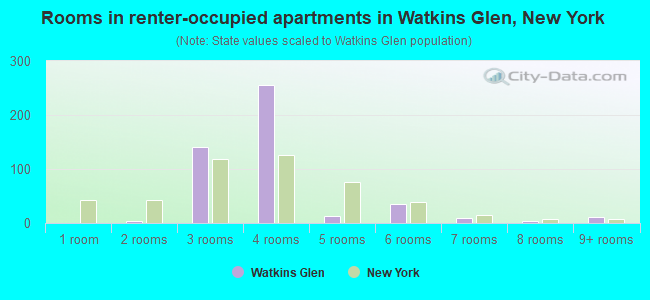 Rooms in renter-occupied apartments in Watkins Glen, New York