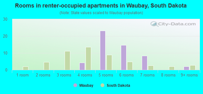 Rooms in renter-occupied apartments in Waubay, South Dakota