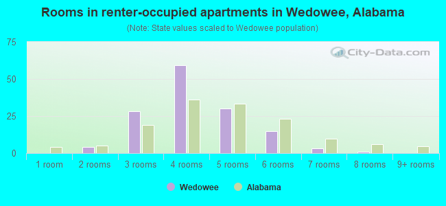 Rooms in renter-occupied apartments in Wedowee, Alabama