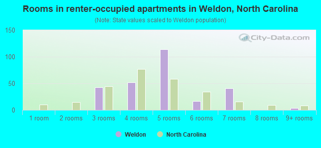 Rooms in renter-occupied apartments in Weldon, North Carolina