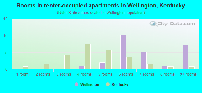 Rooms in renter-occupied apartments in Wellington, Kentucky