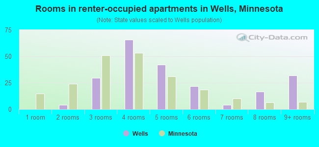 Rooms in renter-occupied apartments in Wells, Minnesota
