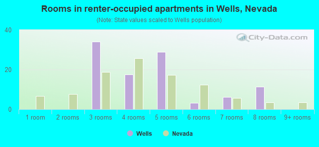 Rooms in renter-occupied apartments in Wells, Nevada