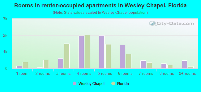Rooms in renter-occupied apartments in Wesley Chapel, Florida