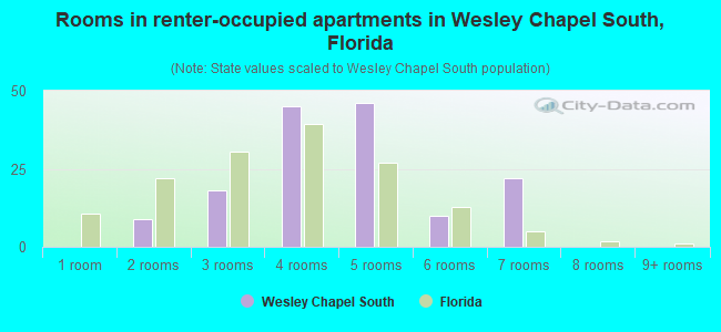 Rooms in renter-occupied apartments in Wesley Chapel South, Florida