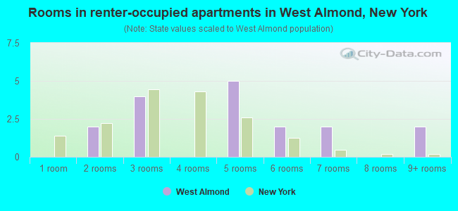 Rooms in renter-occupied apartments in West Almond, New York