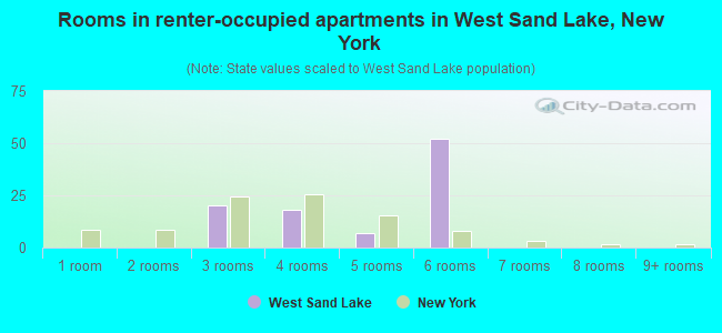 Rooms in renter-occupied apartments in West Sand Lake, New York