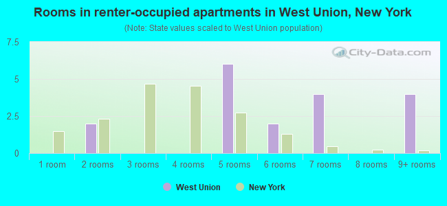 Rooms in renter-occupied apartments in West Union, New York