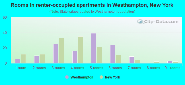 Rooms in renter-occupied apartments in Westhampton, New York