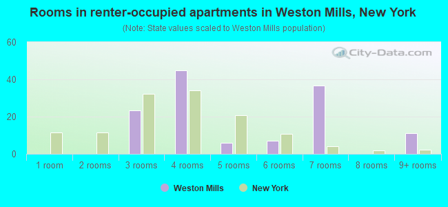 Rooms in renter-occupied apartments in Weston Mills, New York