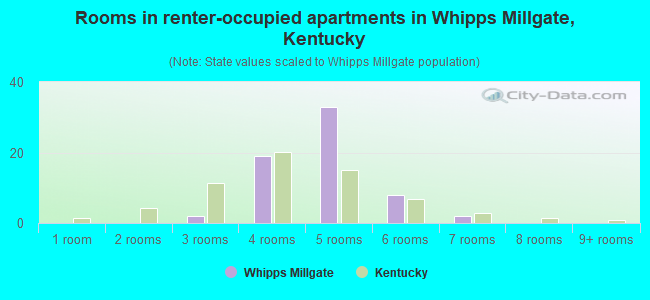 Rooms in renter-occupied apartments in Whipps Millgate, Kentucky