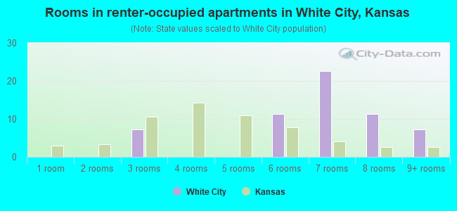 Rooms in renter-occupied apartments in White City, Kansas