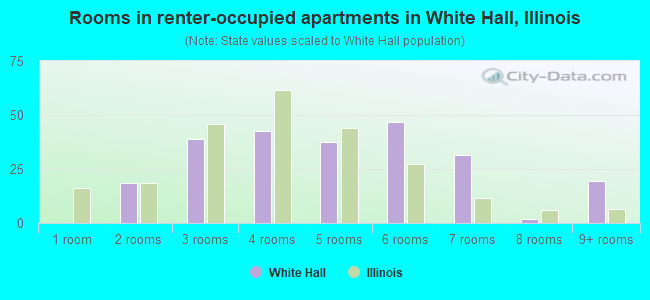 Rooms in renter-occupied apartments in White Hall, Illinois