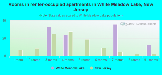 Rooms in renter-occupied apartments in White Meadow Lake, New Jersey