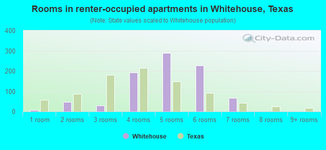 Rooms in renter-occupied apartments in Whitehouse, Texas