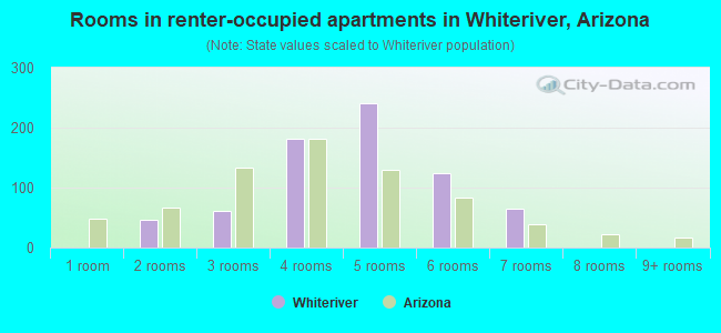 Rooms in renter-occupied apartments in Whiteriver, Arizona