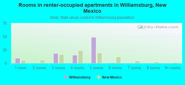 Rooms in renter-occupied apartments in Williamsburg, New Mexico